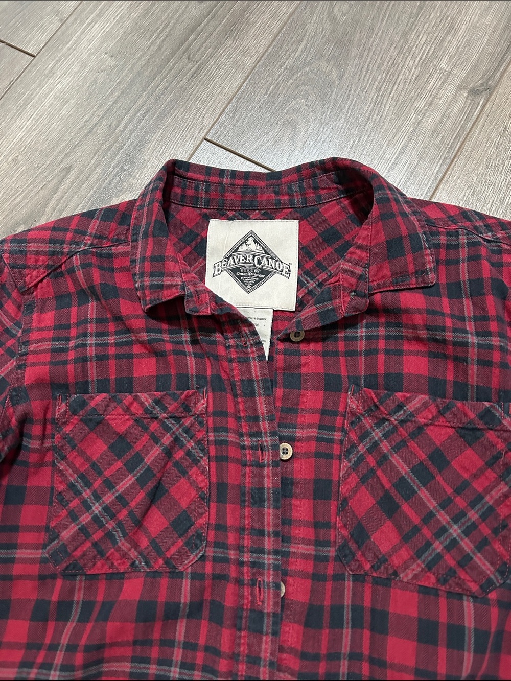 Beaver Canoe Men's Red and Black Plaid Button-Down Shirt